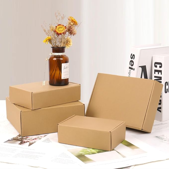 Shipping Boxes Medium 10x8x2 Inches, 40 Pack Brown Corrugated Cardboard Mailer Boxes for Packaging Small Business Mailing Gift