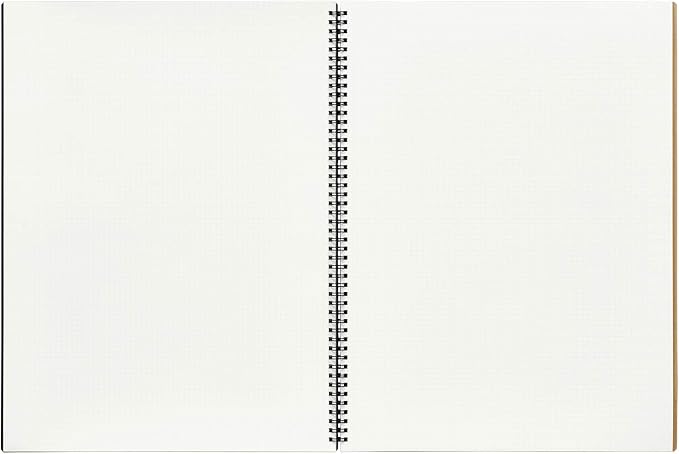 Maruman Mnemosyne Spiral Notebook, Horizontal A3, 11.69"x16.54", 5mm Grid | Professional Black Cover, 140 Graph Pages, Twin-Wire Bound To Lay Flat, Perforated Paper, For School & Office, Made in Japan