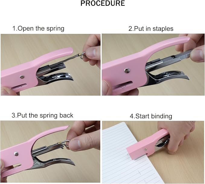 Small Hand-held Stapler Set, 15 Sheet Capacity, Includes 750Pcs Staples and A Staple Remover, Mini Desktop Stapler for Office, School, Home or Travel Use. (Purple)