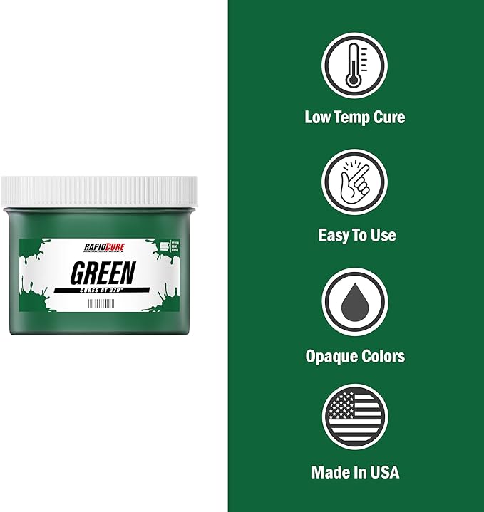 Rapid Cure® Screen Printing Ink Green (Pint - 16 oz.) - Plastisol Ink for Screen Printing, Fast Curing Fabric Paint - Screen Print Direct®, USA Made