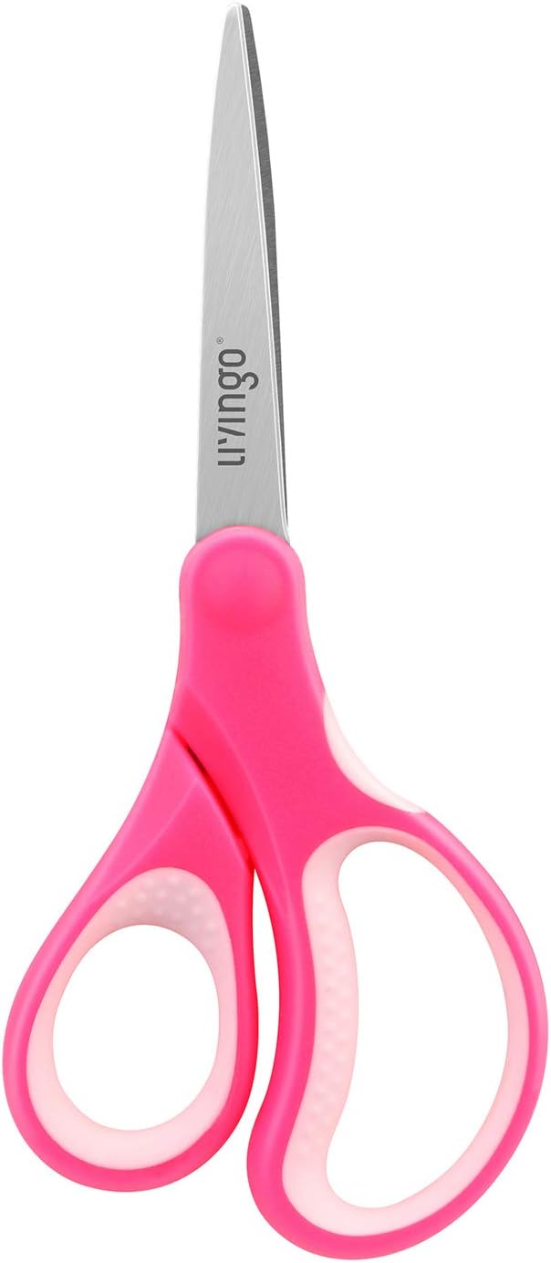 LIVINGO Kids Scissors for School 7" Pointed Tip 3 Pack | Sharp Stainless Steel Blade, Left Right Handed Design, Comfort Grip, Middle School Classroom Projects, Assorted Color
