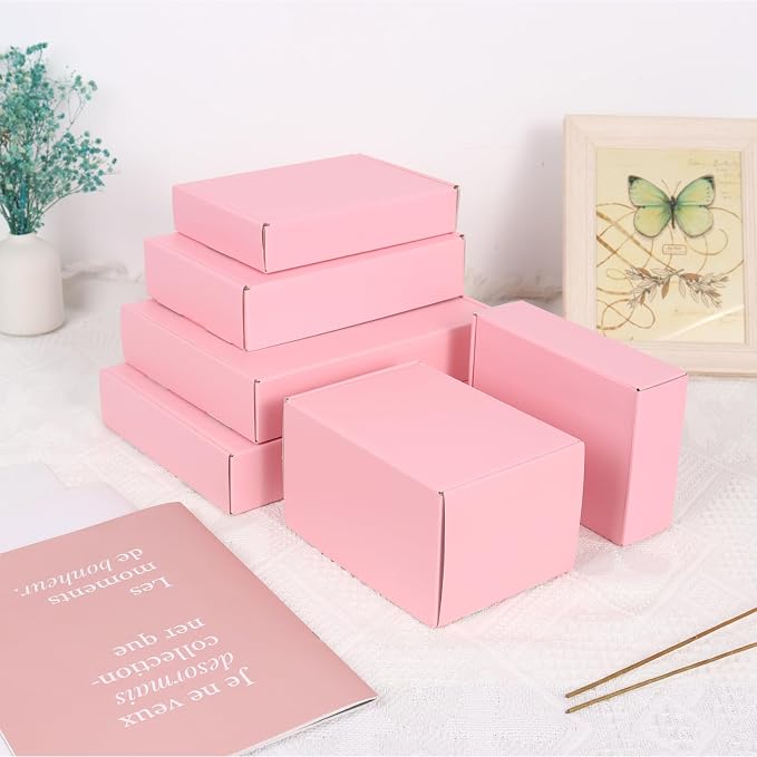 10x8x2 Inches Shipping Boxes Pink, 20 Pack Corrugated Cardboard Boxes Medium, Mailer Box for Packaging Small Business