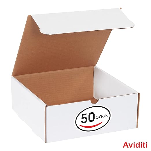 Box USA Mailer Boxes Small 10"L x 10"W x 4"H 50-Pack - Corrugated Cardboard Box for Shipping, Moving, Mailing, Packing, Packaging and Storage