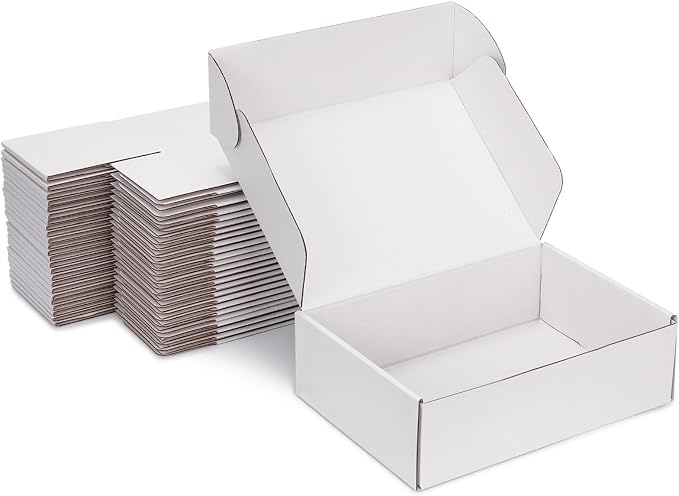 10x8x3 inch White Shipping Boxes for Small Business- Set of 25 | Sturdy ECT 32 Corrugated Cardboard Mailer Boxes, Easy Assemble for Packaging, Mailing, Gift