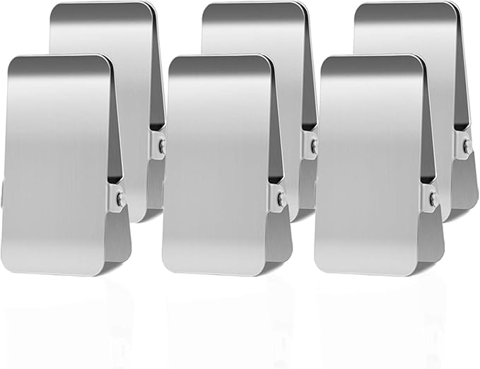 BURLIHOME Chip Bag Clips,3" Long Chip Clip,Silver,6-Pack | Label&Date with Marker,Ribbed Inner Grip for anti-slip, Strong Hold&Sturdy,Fits Chips/Coffee/Snacks