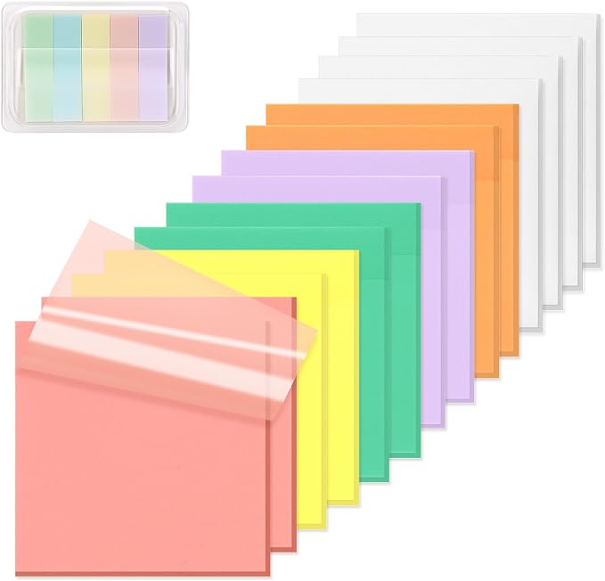 800 Sheets Transparent Sticky Notes 3" X 3" for School Office Supplies | Clear Translucent Self-Adhesive Sticky Notes for Back to School & Office Supplies, See Through Reveals Underlying Bible Text
