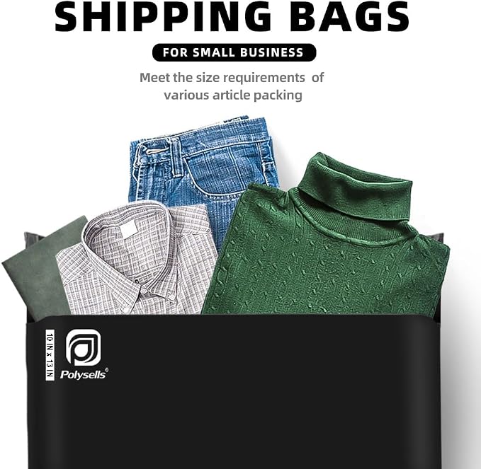 POLYSELLS 4000 pcs 10x13 Inches Black Poly Mailers Shipping Envelopes, Strong Adhesive Sealing, Waterproof, and Tear-resistant Postal Mailing Bags for Clothing, Books, and Accessories