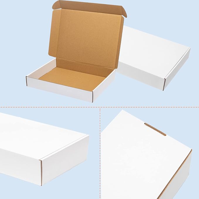 Wowxyz White Shipping Boxes 13x11x3" 20 Pack Corrugated Cardboard Box | Medium Literature Mailer Packaging Supplies Mailing Boxes for Small Business