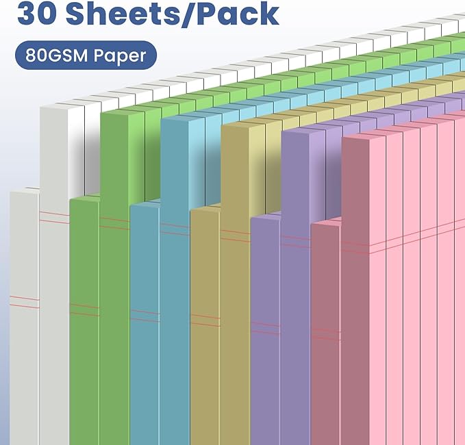 12pcs Small Note Pads, Colored Notepads 5x8 College Ruled Notebook, Writing Pads 5 x 8, Legal Pads, Pad Paper Perforate Notebooks for Work, Message, School, Office Supplies,30 Sheets/Pack