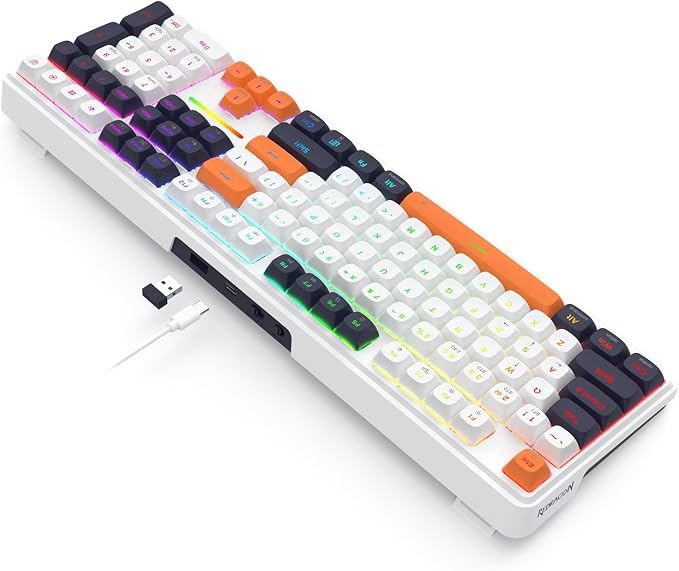 Redragon K745 PRO Wireless 108-Key Gasket RGB Gaming Keyboard, 4 Hotkeys | Extra Shortcut Keys, 0-Delay Tri-Mode, Cushioned Noise Dampening for Creamy Thocky Sound, Unfaded PBT Keycaps, PRO Software