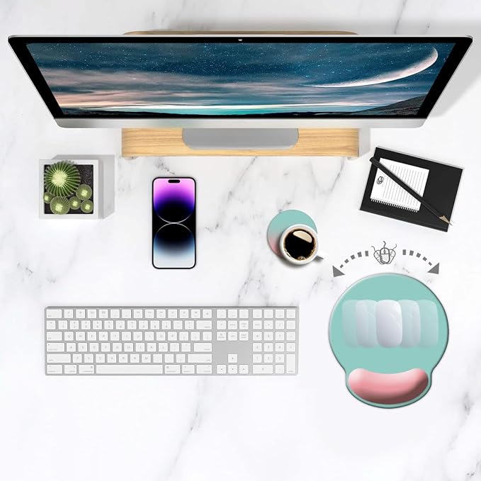 Dooke ErgoComfort Wrist Rest Mouse Pad-Ergonomic Office Mousepad with Wrist Support-Non-Slip, Design Desk Accessories Mat for Home&Game Decor Pink Green
