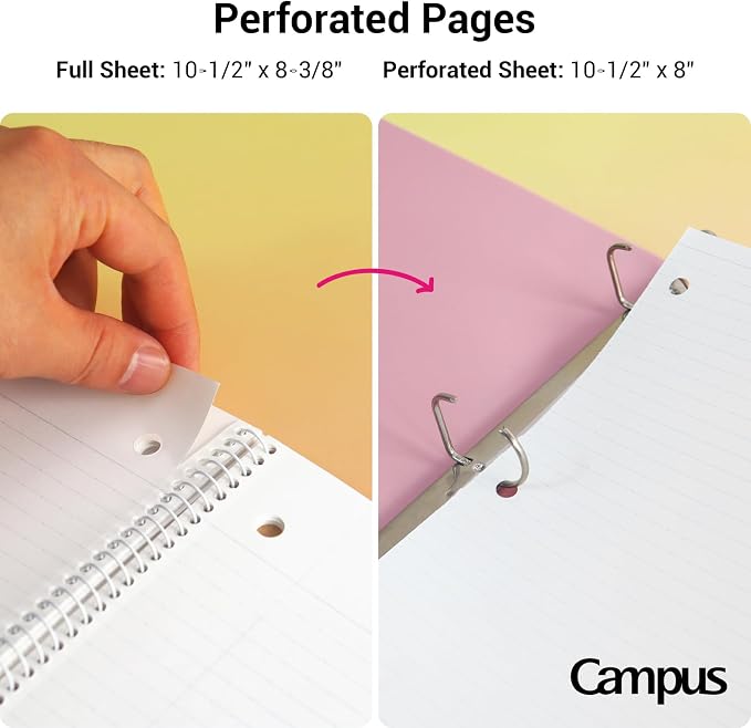 KOKUYO Spiral Notebooks, 3 Pack 10-1/2" x 8" Lined Notebook College Ruled | Campus Subject Notebooks, 80 Sheets, 3 Holes School Japanese Ring Journal for Work Study Note Taking, Yellow Orange Purple