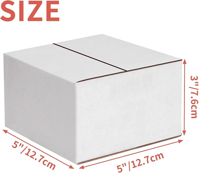 30-Pack Shipping Boxes 5x5x3 Inches, White | Corrugated Cardboard Box for Business Packing, Shipping, and DIY, Easy to Fold and Assemble