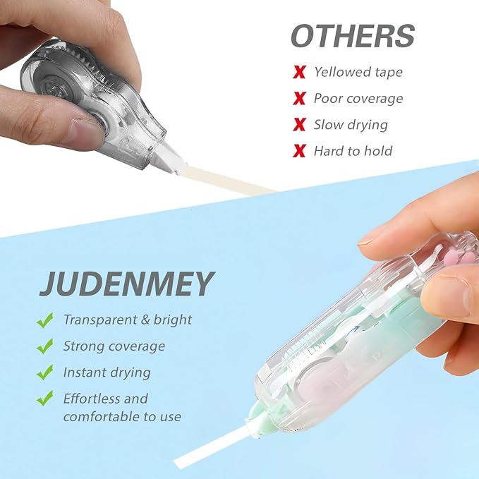 6Pcs Retractable White Correction Tape,Cute Cat Paw Correction Tape Pens | Mini Aesthetic Pen Shaped White Applicator with Easy to Use Out Tape for Back to School Office Supplies