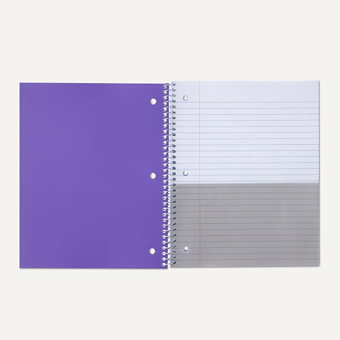Amazon Basics Wide-Ruled Spiral Notebooks with Poly Cover, 8" x 10.5", 100 Sheets, Radiant Orchid, 3-Pack