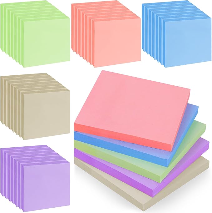 35 Pack Sticky Notes Bulk 3x3 Inch 5 Morandi Pastel Colors Memo Pads | 75 Sheets Per Pad, Self Stick Notes, Adhesive Paper, Office, School, Home, Planning, Journaling, Organization