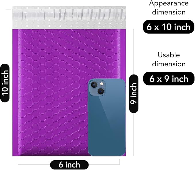 Fuxury Bubble Mailers 6x10" 600 Pack Purple Padded Envelopes Usable 6x9" | Durable Mailing Envelopes Bubble Padded, Shipping Bags for Mailing,Packaging, Small Business, Boutique, Bulk #0