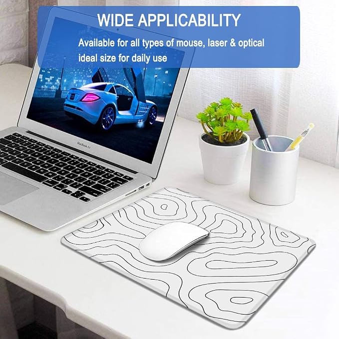 Large Mouse Pad, Gaming Mouse Pad with Double Stitched Edges, 14.9 x 11.7 inches Premium-Textured & Waterproof Mousepad, Nonslip Natural Rubber Base Mousepad for Laptop,Computer, Office, White Black