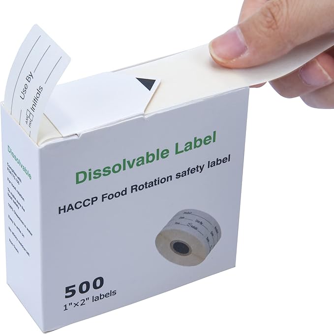 L LIKED 500 Stickers Use by 1 x 2 Inch Dissolvable Food Storage Labels for Containers (Pack of 2)