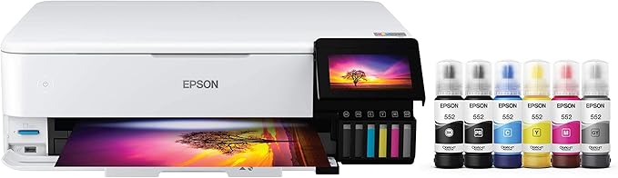 Epson EcoTank Photo ET-8550 Wireless Wide-format Color All-in-One Supertank Printer with Scanner Copier, Ethernet and 4.3-inch Colorfull Touchscreen