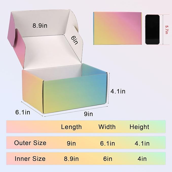 9x6x4 Shipping Boxes Medium, 30 Pack Colorful Corrugated Cardboard Mailer Boxes for Small Business, Mailing, Packaging