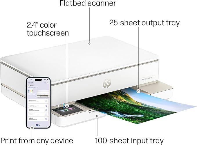 HP Envy 6155e Wireless All-in-One Color Inkjet Printer, Portobello, Print, scan, Copy, Duplex Printing Best-for-Home, AI-Enabled (714L5A) (Renewed Premium)