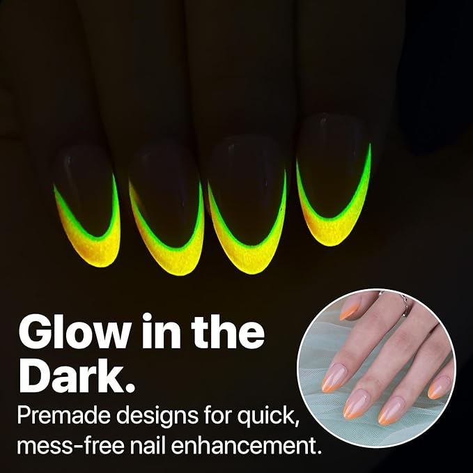 SXC Cosmetics X-Pro Tips French Tip Press On Nails - Bright Pastel Glow in the Dark Series (GLOW114-S Almond)