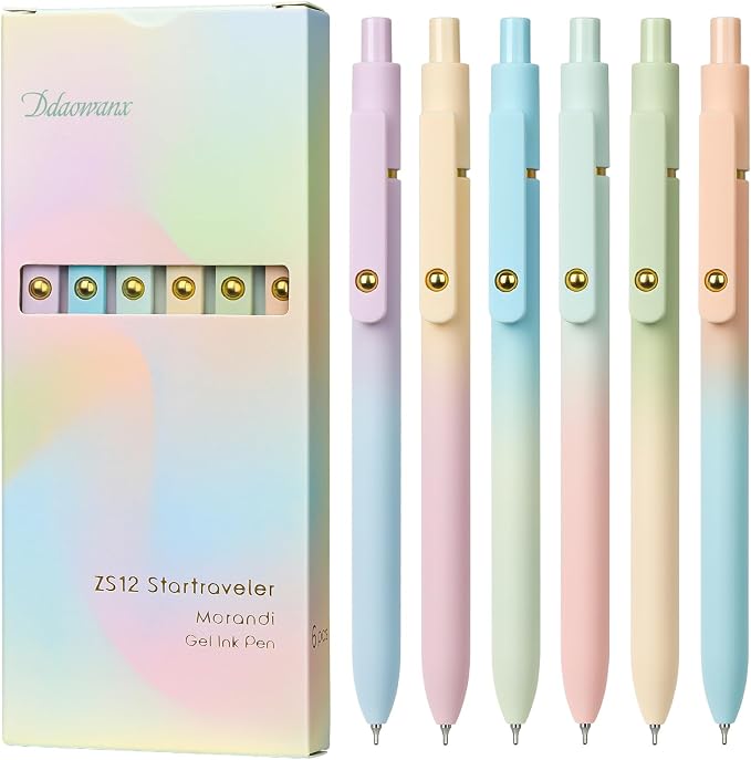 Ddaowanx Gel Pens,6 Pcs 0.7mm Retractable Quick Dry Black Ink Pens | Fine Point Smooth Writing Pens for Nurses,Teachers,Cute Stationery Office&School Supplies,Gifts for Women,Stocking Stuffers