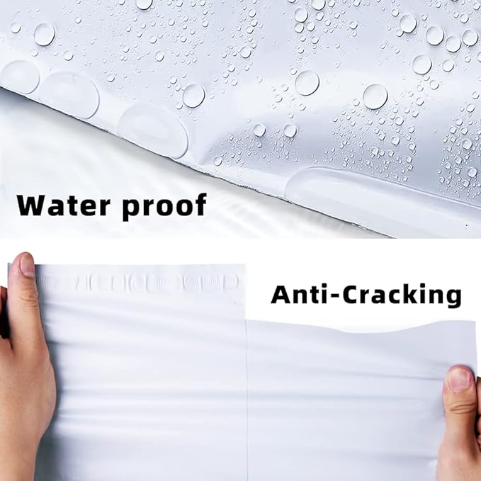 POLYSELLS 500 pcs 14.5x19 Inches White Poly Mailers Shipping Envelopes, Strong Adhesive Sealing, Waterproof, and Tear-resistant Postal Mailing Bags for Clothing, Books, and Accessories