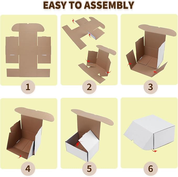 WIFTREY 50 Pack 6x4x4 Small Shipping Boxes, White Corrugated Cardboard Boxes 6 x 4 x 4 for Packaging Small Business, Mailing, Shipping