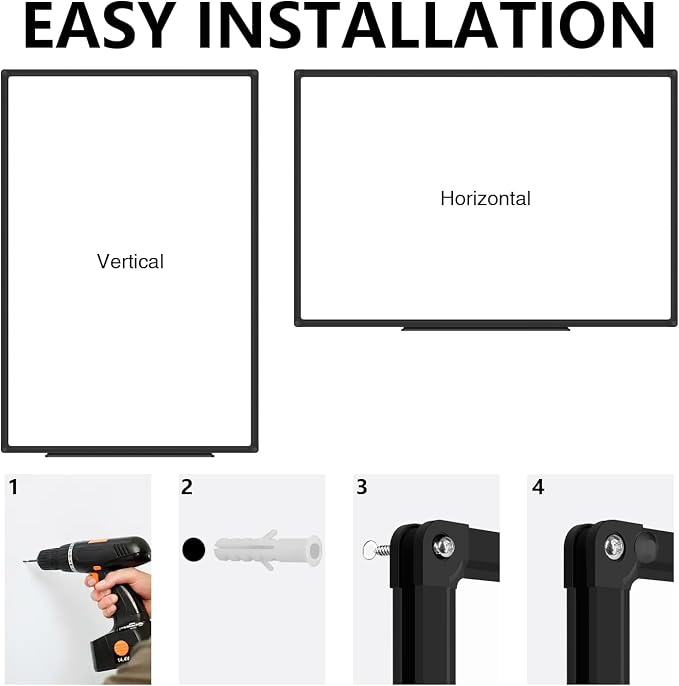 XBoard Magnetic White Board Dry Erase 48 x 31 Inches | Dry Erase Board with Black Aluminum Frame for Home School Office