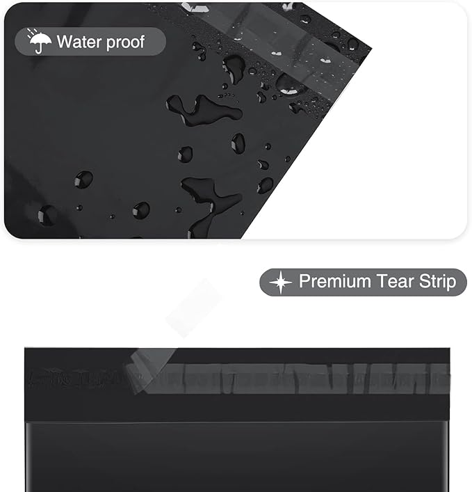 Fuxury 10x13 200 Pcs Black Poly Mailers Shipping Envelopes, Self-Sealing Envelope, Boutique Custom Bags, Enhanced Durability Multipurpose Envelopes, Keep Items Safe & Protected