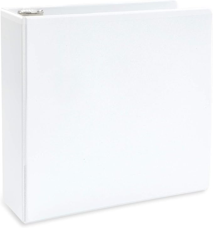 White 3 Ring Binder 3 Inch Heavy Duty Large Binder with Clear View Cover for Office and School, Big Rings Hold up to 625 Sheets of 8.5 x 11 Inch Paper, 4 Pack