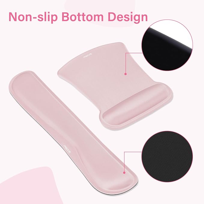 MOSISO Keyboard Mouse Pad Set, Large Gaming Mousepad&Keyboard Wrist Rest | Mouse Wrist Rest&Coaster, Ergonomic Non-Slip Mousepad&Easy Typing Cushion with Memory Foam for Home Office, Pink