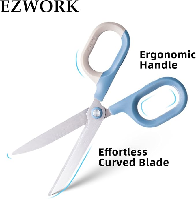 Multipurpose Scissors, Comfort-Grip Handles Sharp Scissors for Office Home School Craft Sewing Fabric Supplies (6", Blue)
