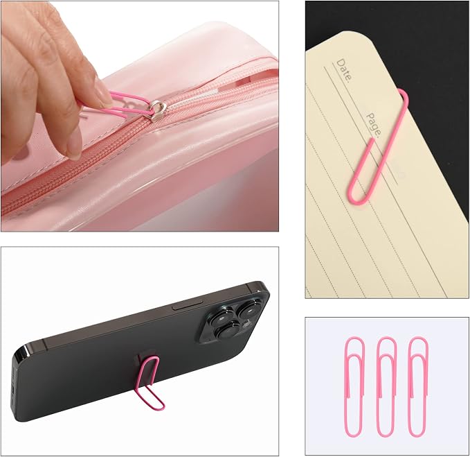 Pink Jumbo Paper Clips, 265pcs 2 Inch Paperclips, Large Pape Clips | for Paperwork Ideal for Home, School and Office Use (2 in, Pink)