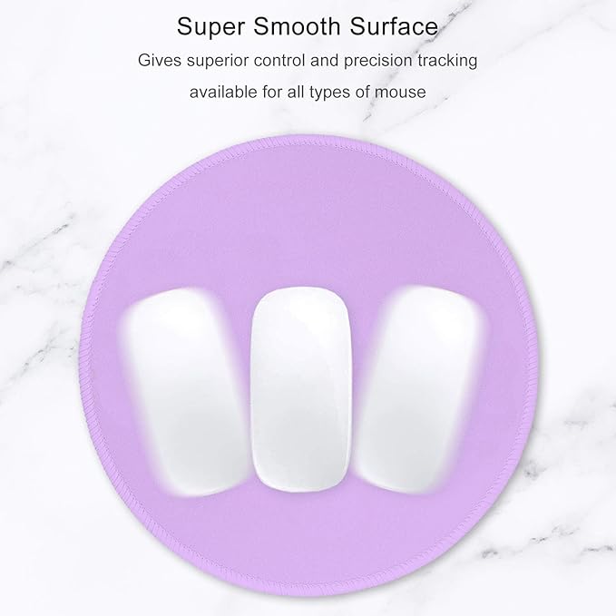 Hsurbtra Mouse Pad, Premium-Textured Small Round Mousepad 8.7 x 8.7 Inch Purple, Stitched Edge Anti-Slip Waterproof Rubber Pretty Cute Computer Mat for Office Home Gaming Laptop Men Women Kids
