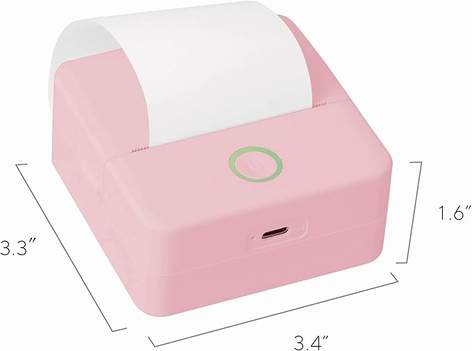 Core Innovations Wireless Mini Portable Inkless Thermal Printer & LabelMaker + Paper Pink