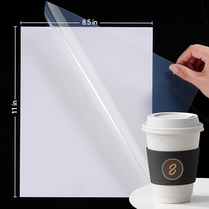 QYH Frosted Translucent Sticker Paper – 50 Sheets 8.5"x11" for Inkjet Printer, Waterproof & Compatible with Cricut, Glass Jars/Gift Labels