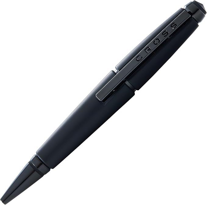 Cross Edge Matte Black Lacquer Gel Rollerball Pen, Medium Point, Black Ink | Elegant Accessory for Smooth Writing, Capless Slide-Open and Snap-Shut Design, Ergonomic Shape, Comfortable Grip, Gift-Ready