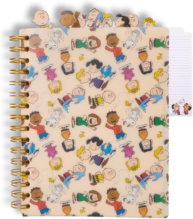 Peanuts Gang Journal Notebook, Spiral Bound, 144 Lined Pages, 8 x 7 inches – Peanuts Snoopy Charlie Brown | Snoopy School Supplies & Stationery Office Decor 144 Lined Pages, Vinyl Cover, 8 x 7 Notebook for Journaling, Planning, Write