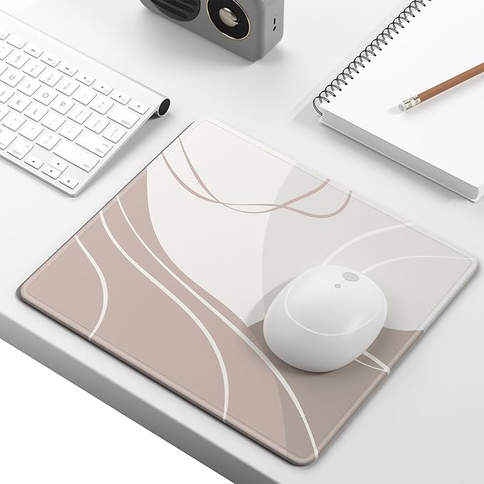 Mouse Pad, Minimalism Marble Style Computer Pad, Anti-Slip Rubber Mouse Mat with Stitched Edges for Gaming, Office, Laptop, PC, Women, 9" x 8" Thick 3 mm, Minimalist Lines