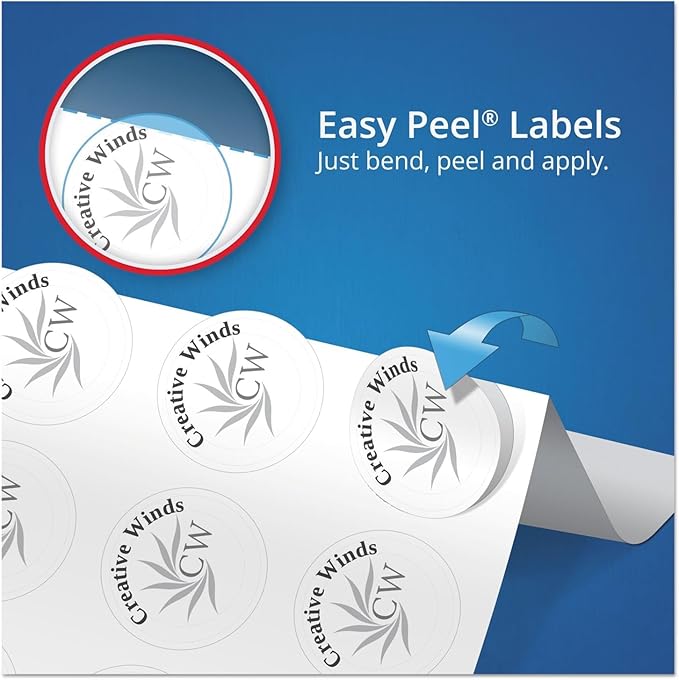 Avery Printable Round Labels with Sure Feed, 2" Diameter, Glossy Clear, 120 Customizable Labels (22825) - Pack of 2