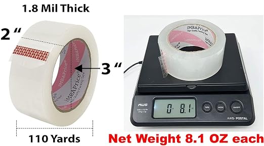 iMBAPrice 2-Inch Clear Packing Tape 6 Rolls x 110 Yards | Strong Adhesive Shipping & Moving Tape, Attaching Mailing Labels (660 Total Yards)