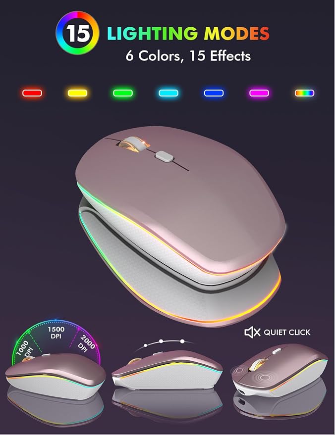 Wireless Keyboard and Mouse Combo, RGB Backlit, Trueque KM42Pro | RGB Rainbow Backlit, Rechargeable Keyboard Mouse, Sleep Mode, 2.4GHz Wireless, Silent Soft Typing, USB-C Adapter