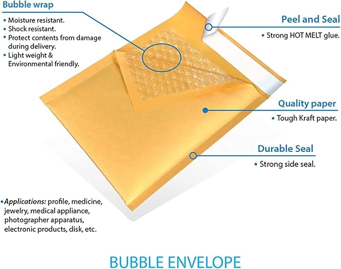 250#0 6x10 Kraft Paper Padded Bubble Envelopes Mailers Shipping Case 6"x10"