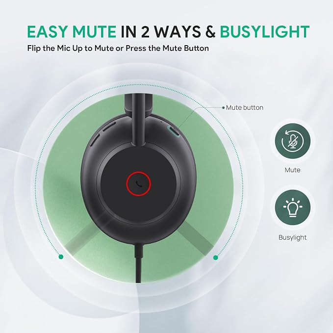 Yealink UH35 Wired Headset,USB-A,AI Noise Canceling Mic,Call Control,On-Ear (Pack of 2)