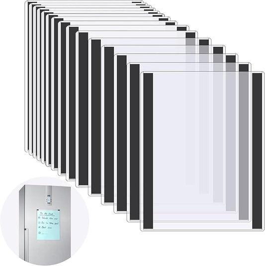 15 Pcs 8 1/2'' x 11'' Rigid Magnetic Sign Holder Magnetic Frames Clear Plastic Paper Holder with Magnet Borders Magnetic Document Holder (15Pcs)