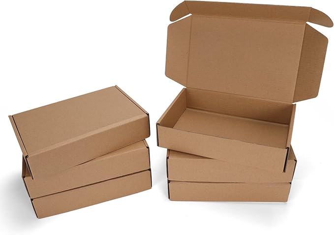 9x6x2 inch Shipping Boxes Set of 6 Brown, Inner Size 8.6x5.6x1.6 inch Cardboard Box Mailers for Small Business Packaging Mailing or Gift Wrapping Giving