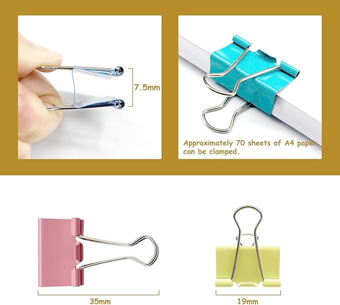 120 Pcs Colored Binder Clips, 3/4inch(19mm), Small Size for Office Supplies, 4 Vibrant Colors